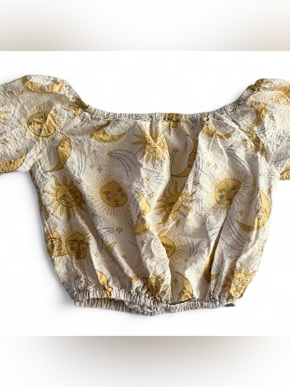Sun, Moon, Stars Off-Shoulder Crop Top - Small